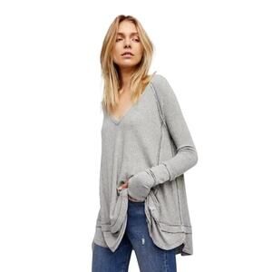 Free People We The Free Laguna Thermal Top – Gray, Long Sleeve Size: Small